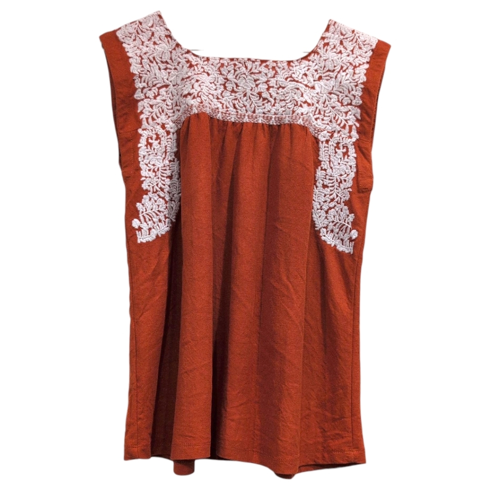 J. Marie Women's Orange Embroidered Top xS - Picture 4 of 5